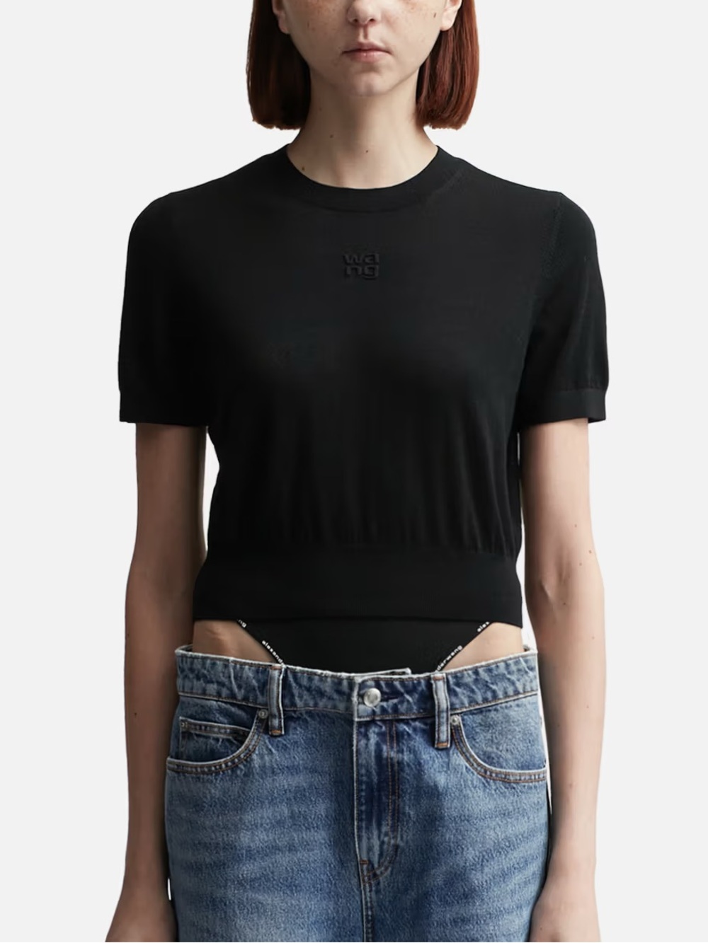 Alexander Wang Black Wool-Blend Crew Tee
